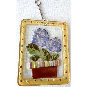 Silvestri Lori Siebert Hydranga Hanging Glass Suncatcher 5.5 x 4.25 inches